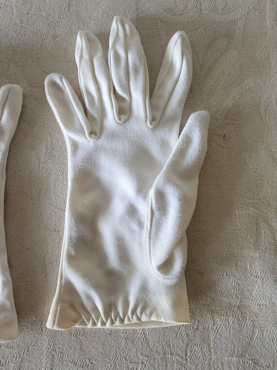 Vintage Stetson 100% Nylon Off-White Cream Gloves… - image 5