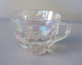 Federal Glass Colonial Iridescent Punch Snack Cup Depression Pressed Glass Replacement Cup With Handle Collectible Vintage