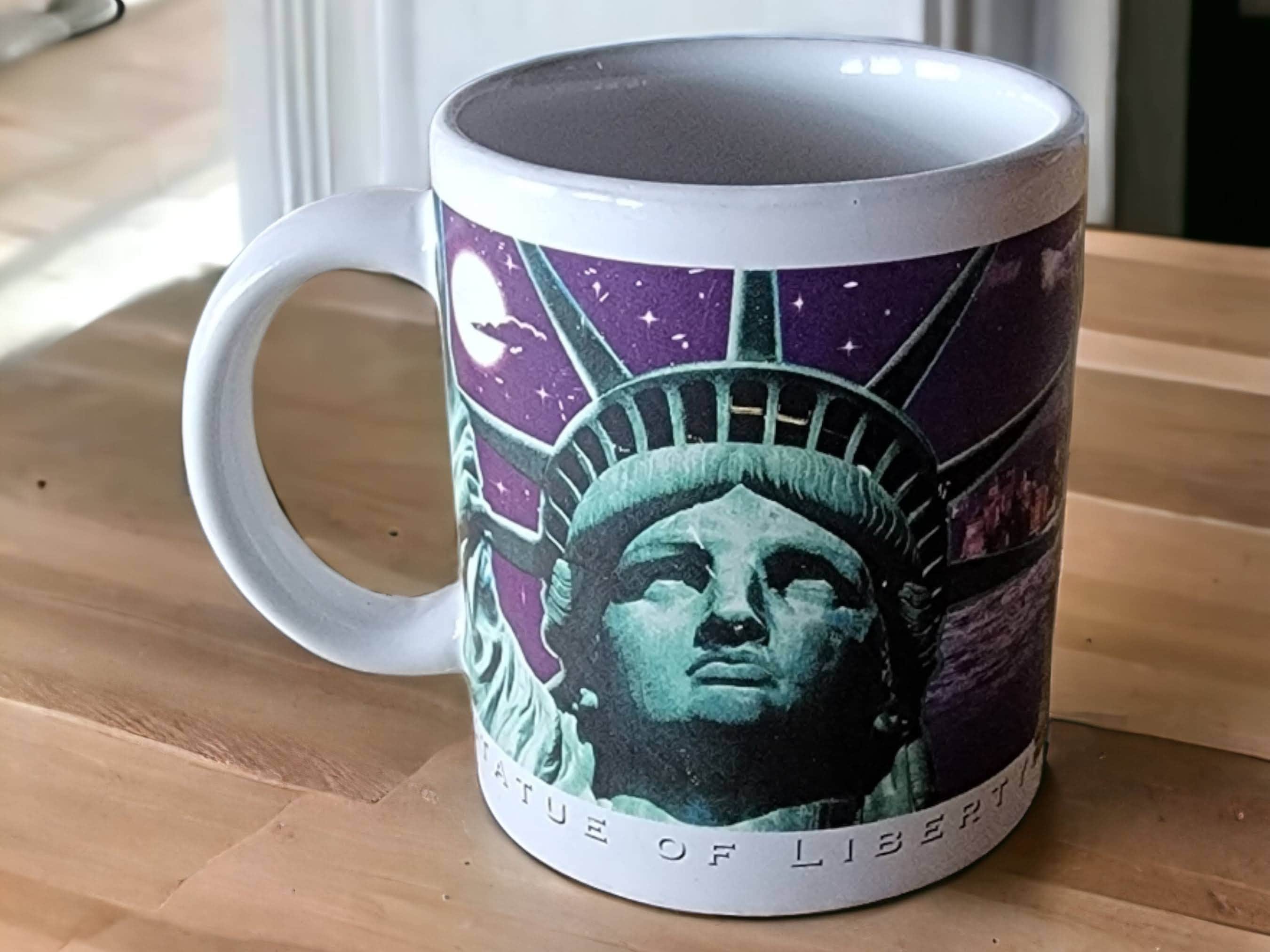 Tazza Da Caffè Patriottica USA Con Bandiera Americana E Statua Della Libertà, 11 Oz, Ceramica, Regalo Per Veterani E Conservatori