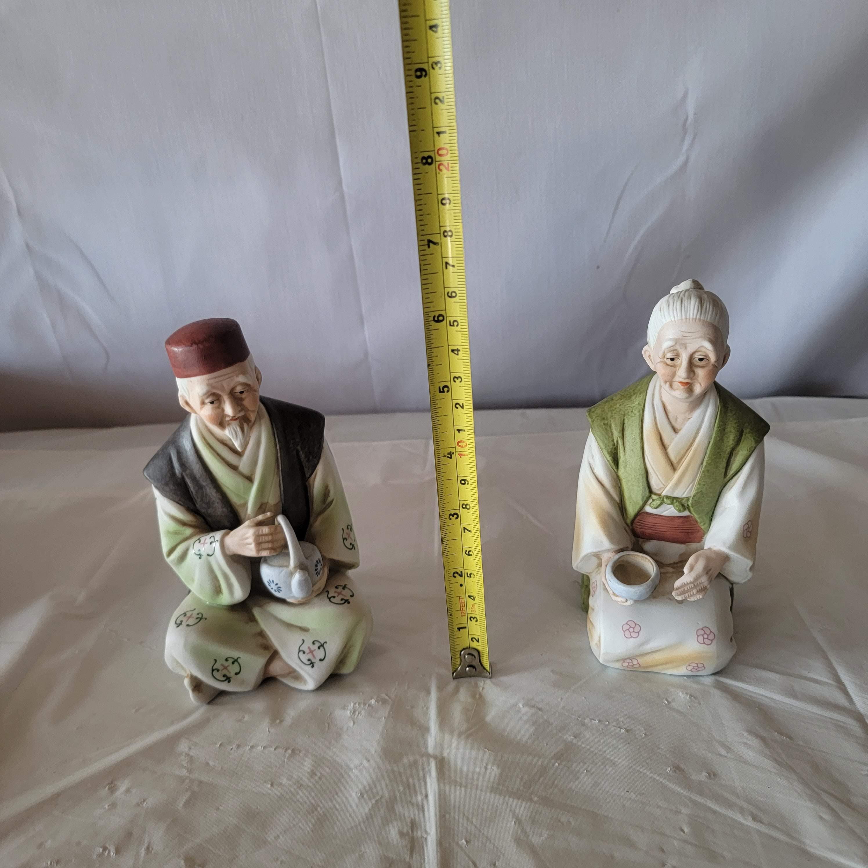 Vintage Seizan Fine Art Japanese Elderly Couple Figurines
