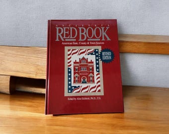 Libro Rojo de Ancestry, edición revisada, fuentes de estados, condados y pueblos de Estados Unidos, editado por Alice Eichholz en 1992, Ancestry Incorporated, tapa dura.