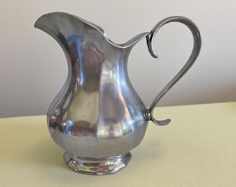 Vintage Valpeltro Artale Italian Pewter Pitcher Etain 95% Angel Mark With Pewter 95 Beautiful Jug Collectible Decorative 9" Tall