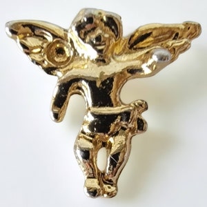 Vintage Engel Engel Revers Hut Pin kleine gold getönten Metall Krawatte Tack religiöse Kostüm Modeschmuck