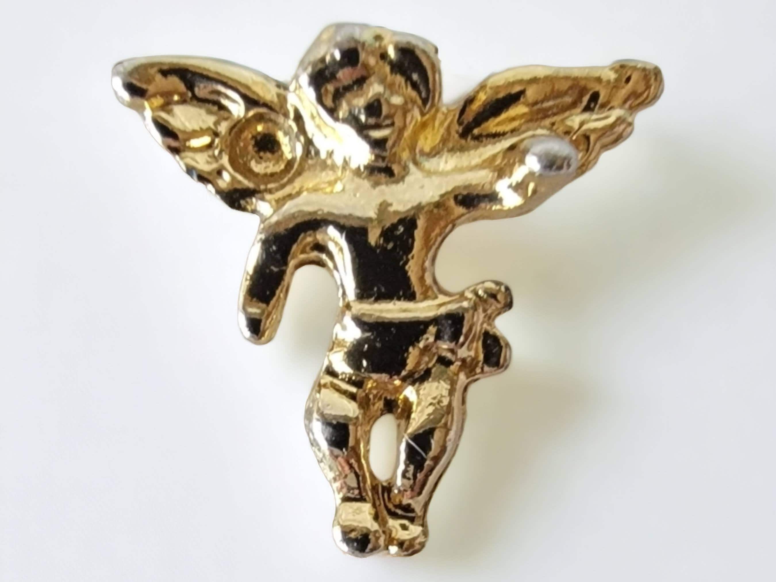 Vintage Cherub Angel Lapel Hat Pin Small Gold Toned Metal Tie Tack ...