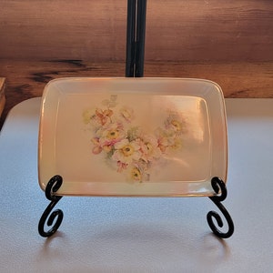 Antique Early 20th Century German Porcelain Serving Tray, Hand Painted With Flowers Platter, German Porcelain Platter, Antique Home Decor