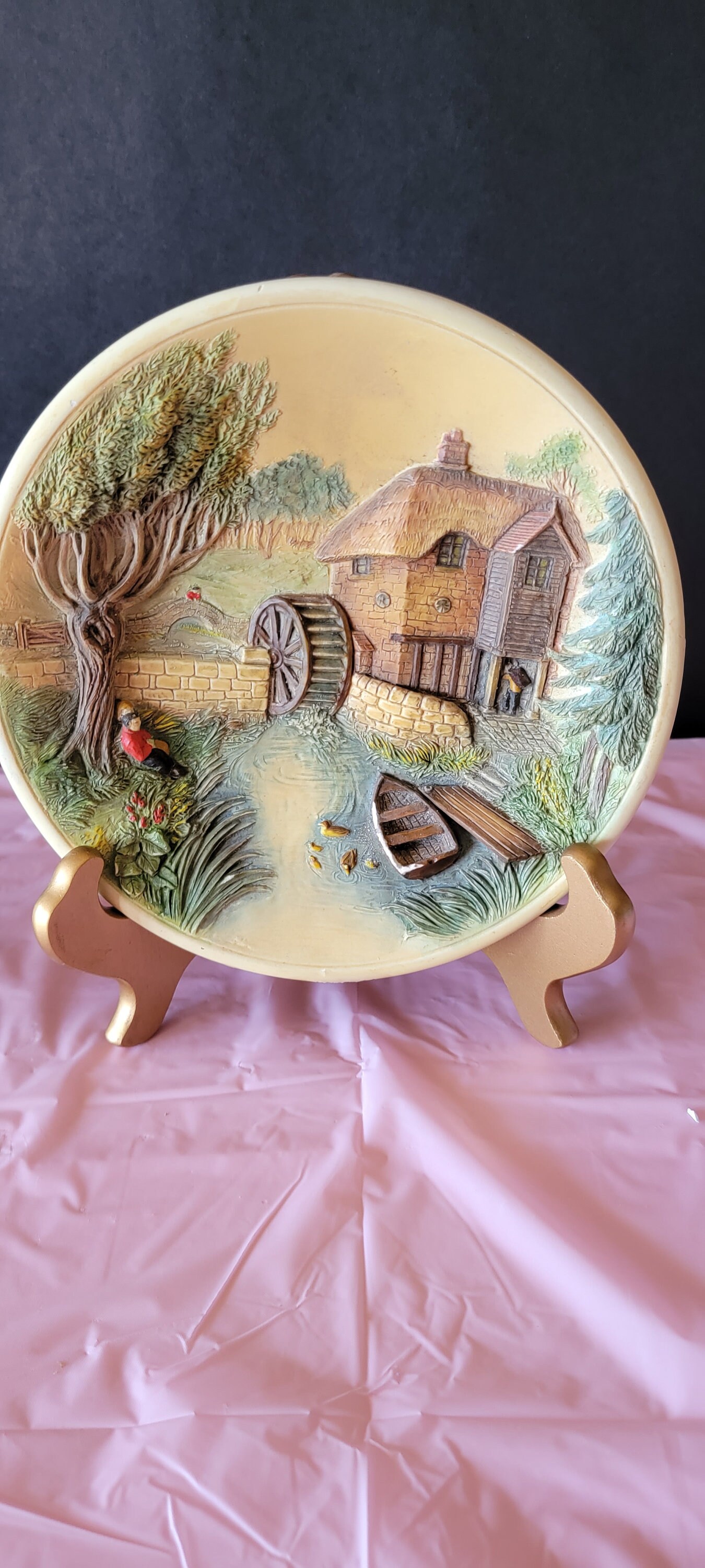 Pair of Hand Painted Vintage Wall Plaques by Bossons Congleton England ...