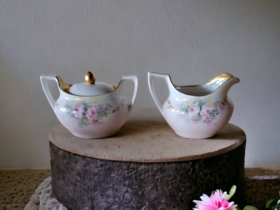 M.M. ガーディナー ドイツ アンティーク 磁器 クリーマーと蓋付き