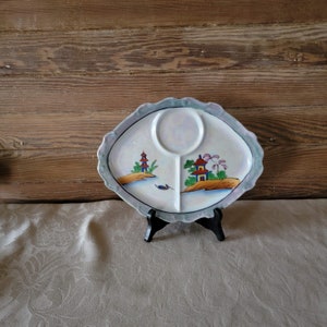 Tashiro Shoten Ltd Handbemalte Platte, Japanische Platte, Trico China, Royal Trico Platte, Einzigartige geteilte Platte, Vintage Tischdeko