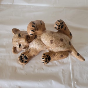 Baby Leopard Figurine, Leopard Laying on Back Figurine/Statue, Vintage Ceramic Leopard Figurine, Vintage Home Decor, Adorable Baby Leopard