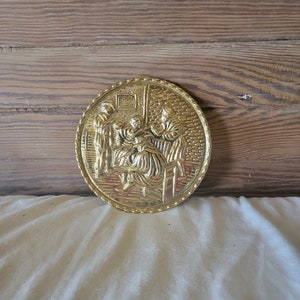Vintage Decorative Metal Brass Plate Wall Hanging Made in England Welsh Woman Home Decor Wall Decor