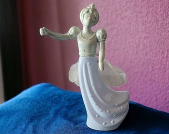 Vintage Avon Fairy Godmother Perfume Bottle Glass and Plastic Green and Blue With Wings Stars on Dress Cologne Holder Collectible Empty