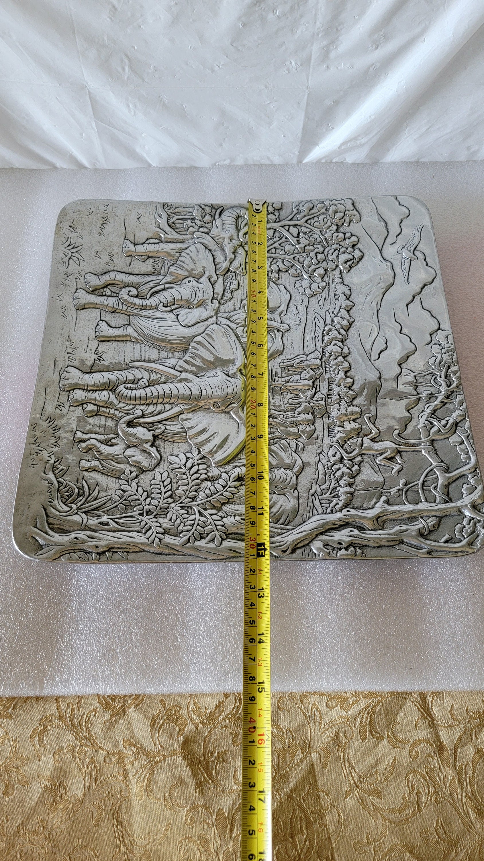 Arthur Court Collection Aluminum Square Elephant Jungle