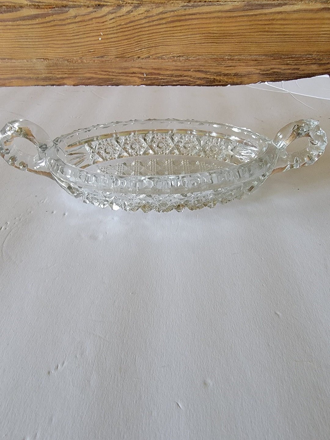 Vintage Daisy and Button Cut Glass Relish Dish Vintage Kitchenware Lead ...