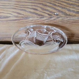 Decorative Vintage Christmas Bell Dish Collectable Dish Christmas Holiday Decor Christmas Bow Mikasa Studio Nova Glass Oval Gold Trim