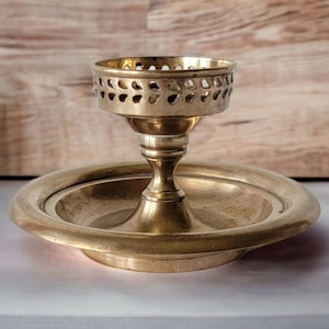 Vintage Solid Brass Candlestick Holder Solid Brass Chamber Candle Holder Made in India Heavy Candlestick Holder Vintage Home Decor