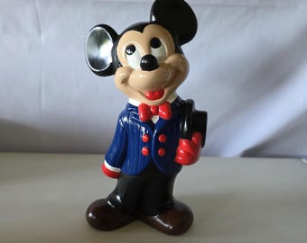 ヴィンテージ ミッキーマウス 像/置物 陶器製 蝶ネクタイ着用 帽子持ち
