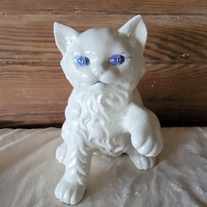 Millson 167 Weiße Keramik Porzellan Kätzchen Katze Figurine Persisch Weiß Katze Figur Vintage Katze Figur Sammlerkatze
