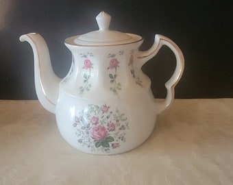 Antique Ellgreave Centenary Wood & Sons Teapot Genuine Ironstone Made in England Antique Teapot With Lid and Floral Design