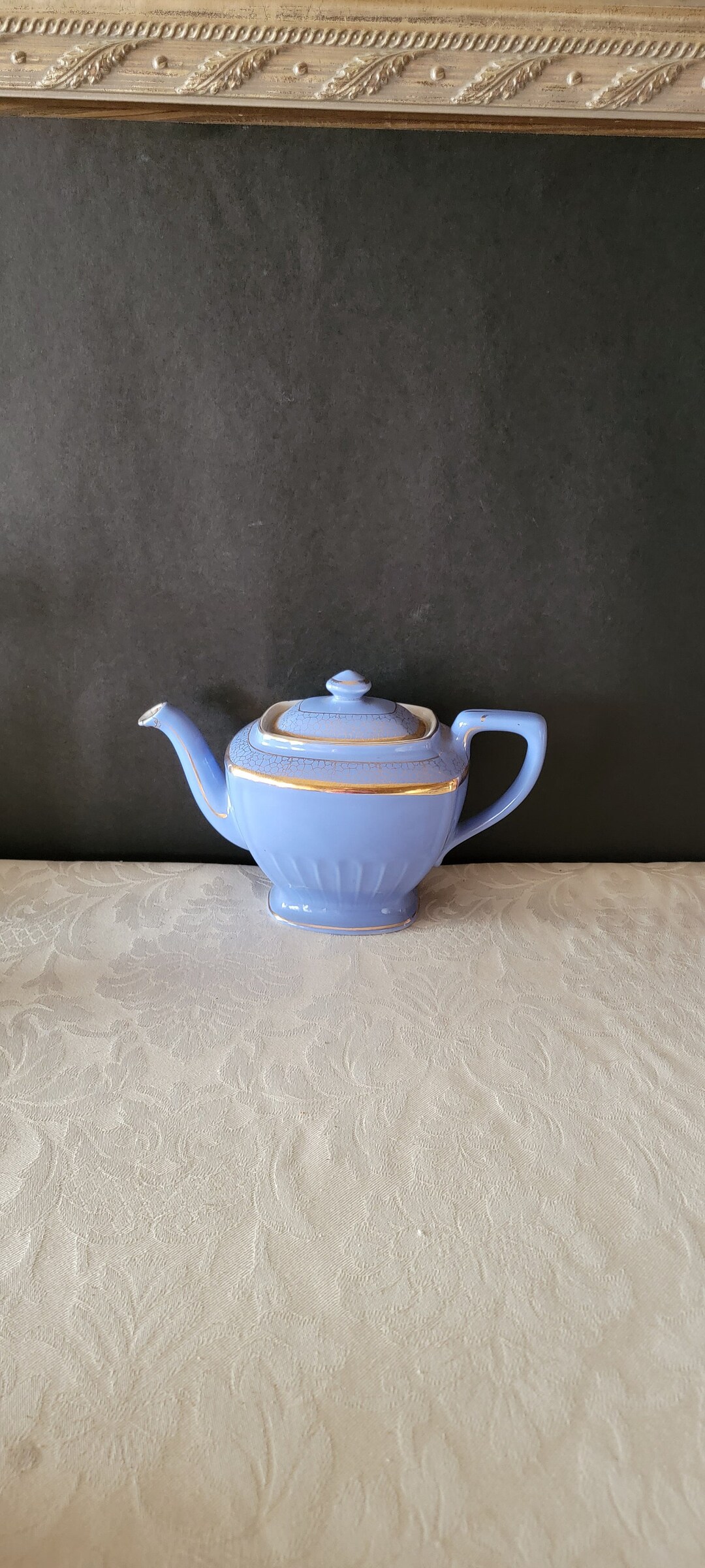 Vintage Hall Blue Teapot With Gold Trim Made in the USA Etsy