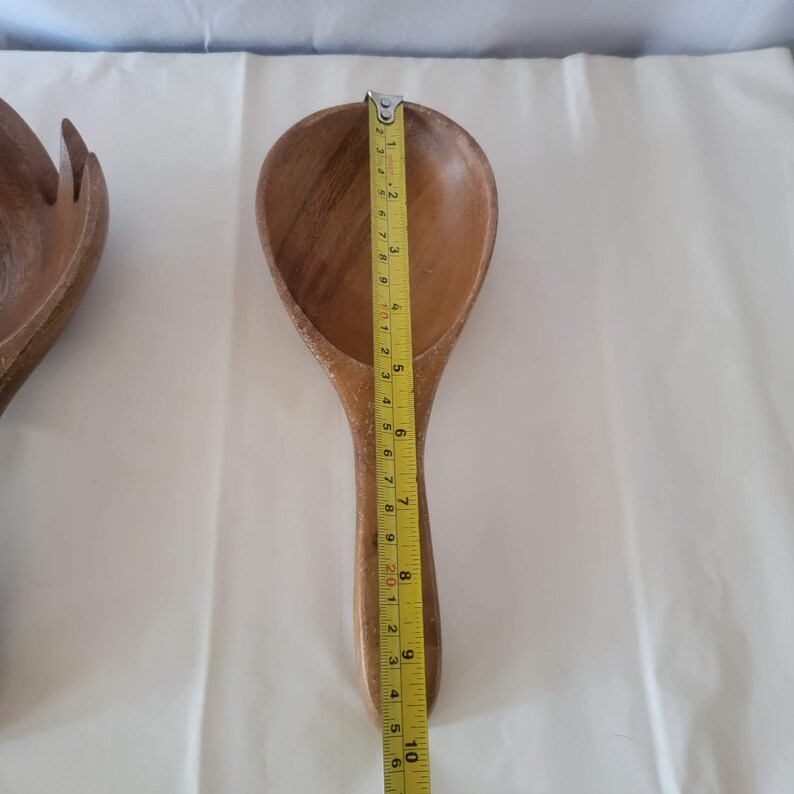 Rustic Spork Vintage Wooden Spoon and Spork With Wall Hanging Rack Salad Serving ...