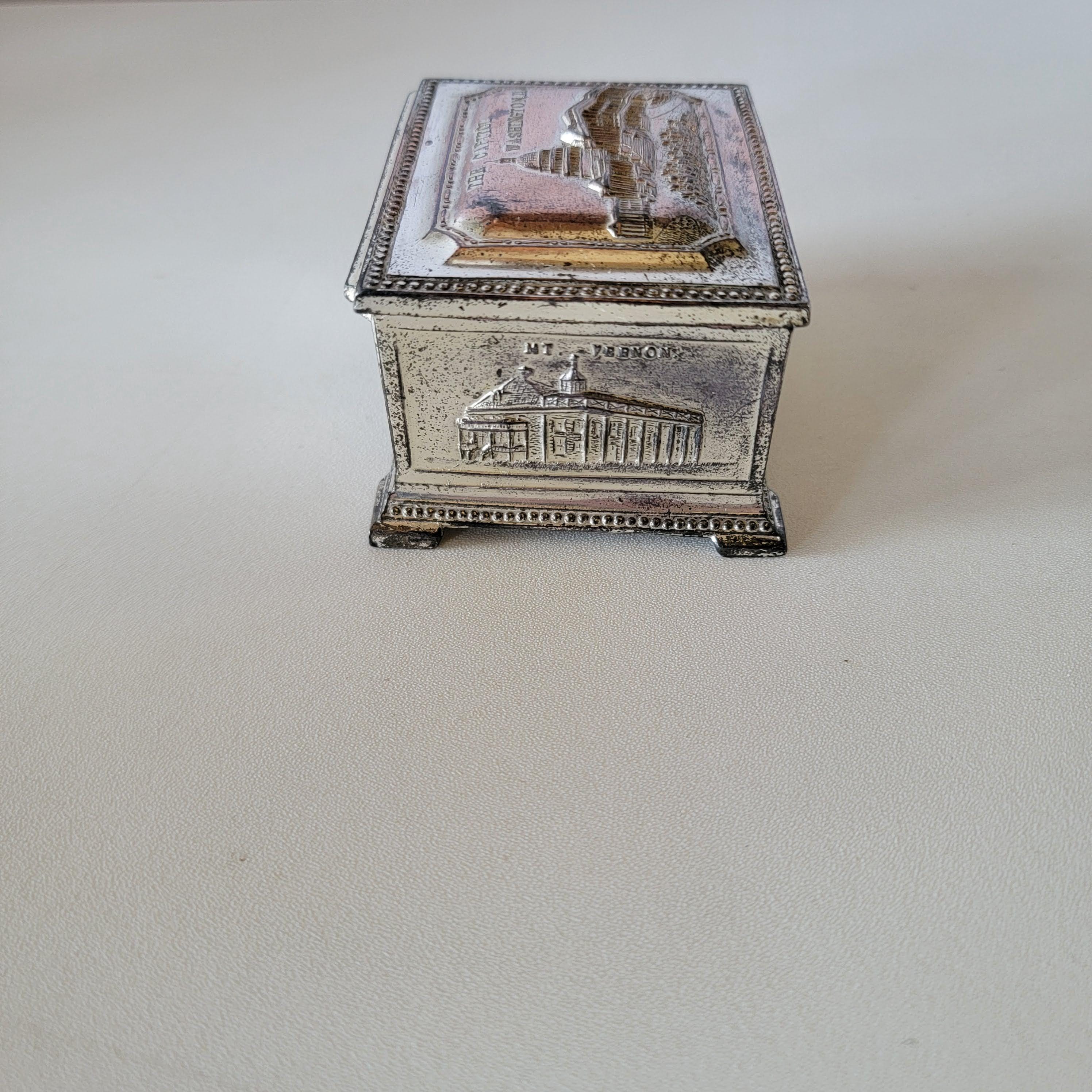 Vintage Washington D.C. Metal Souvenir Trinket Box Embossed U.S.