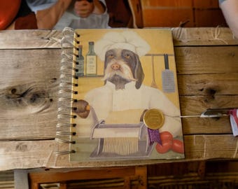 Vintage Luigi, The Pasta Maker Chef Dogs Food Lover's Journal 2002 Carol Lew Tri-Coastal Design by Art in Motion Hard Cover Spiral Bound