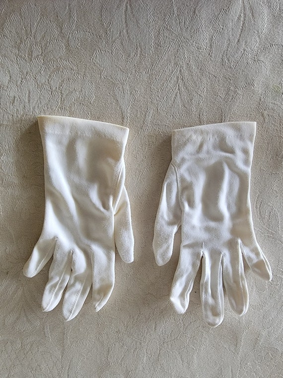 Vintage Stetson 100% Nylon Off-White Cream Gloves… - image 6