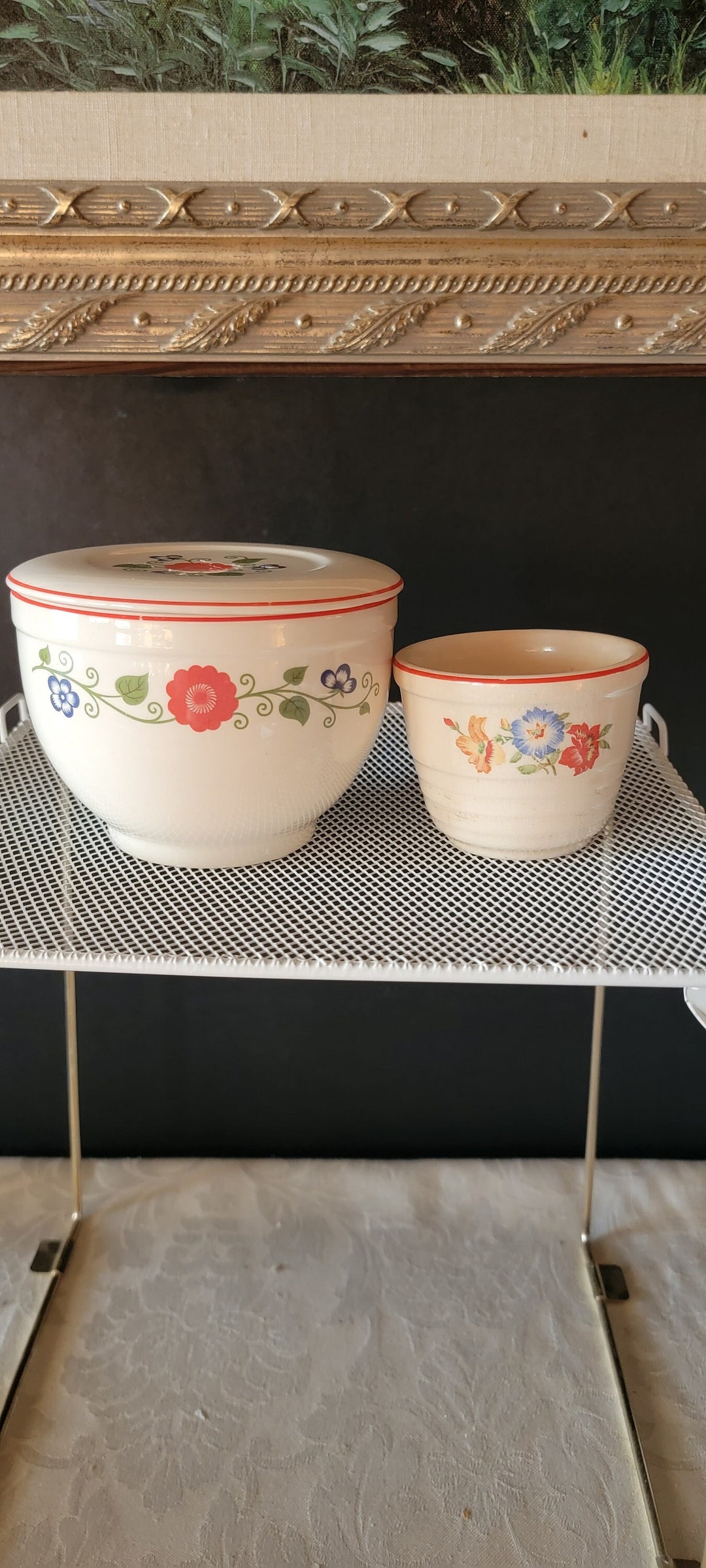 Vintage Universal Cambridge Pottery Bowl With Lid With Smaller Etsy