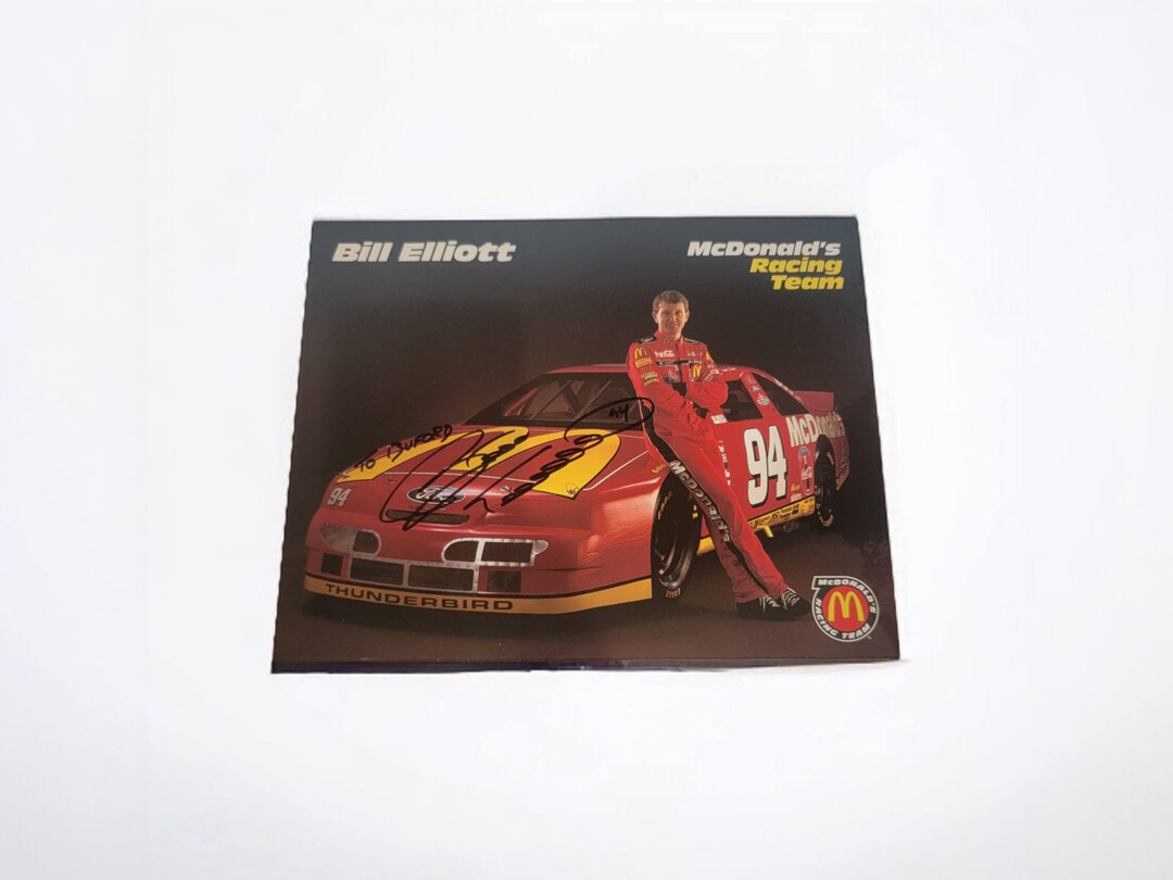 Vintage Bill Elliott Signed Large Postcard/picture Mcdonald's