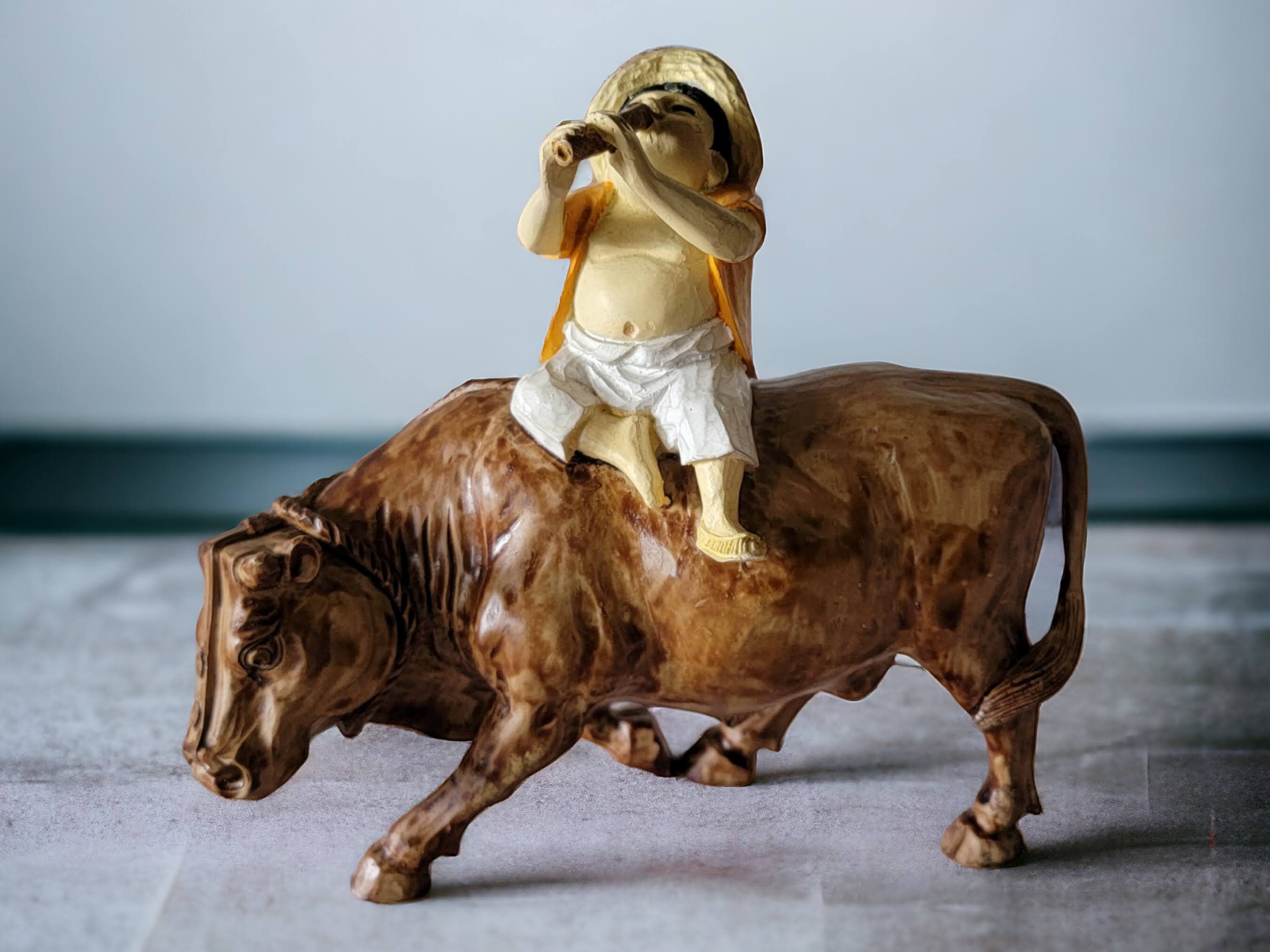 フルート少年と花少女の陶器像 【公式通販】