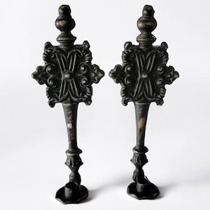 Vintage 1970s Metal Scones Wall Hangings Hollywood Regency Style Candlestick Holders Set of Two Cast Aluminum Unique Decorative Wall Decor
