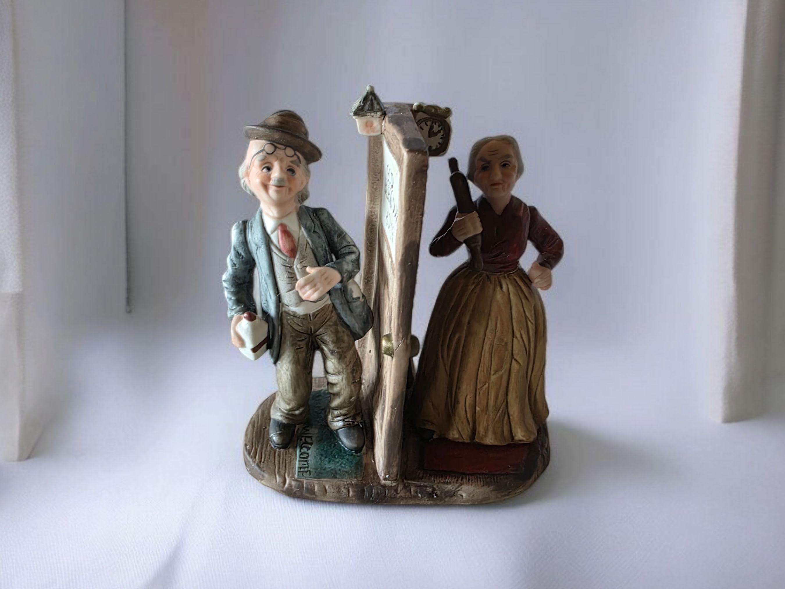 Vintage Capodimonte Cucci Drunk Husband Angry Wife Figurine