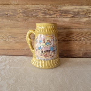 Vintage Pottery Beer Stein McCoy, Large German Themed Beer Stein, Vintage Barware