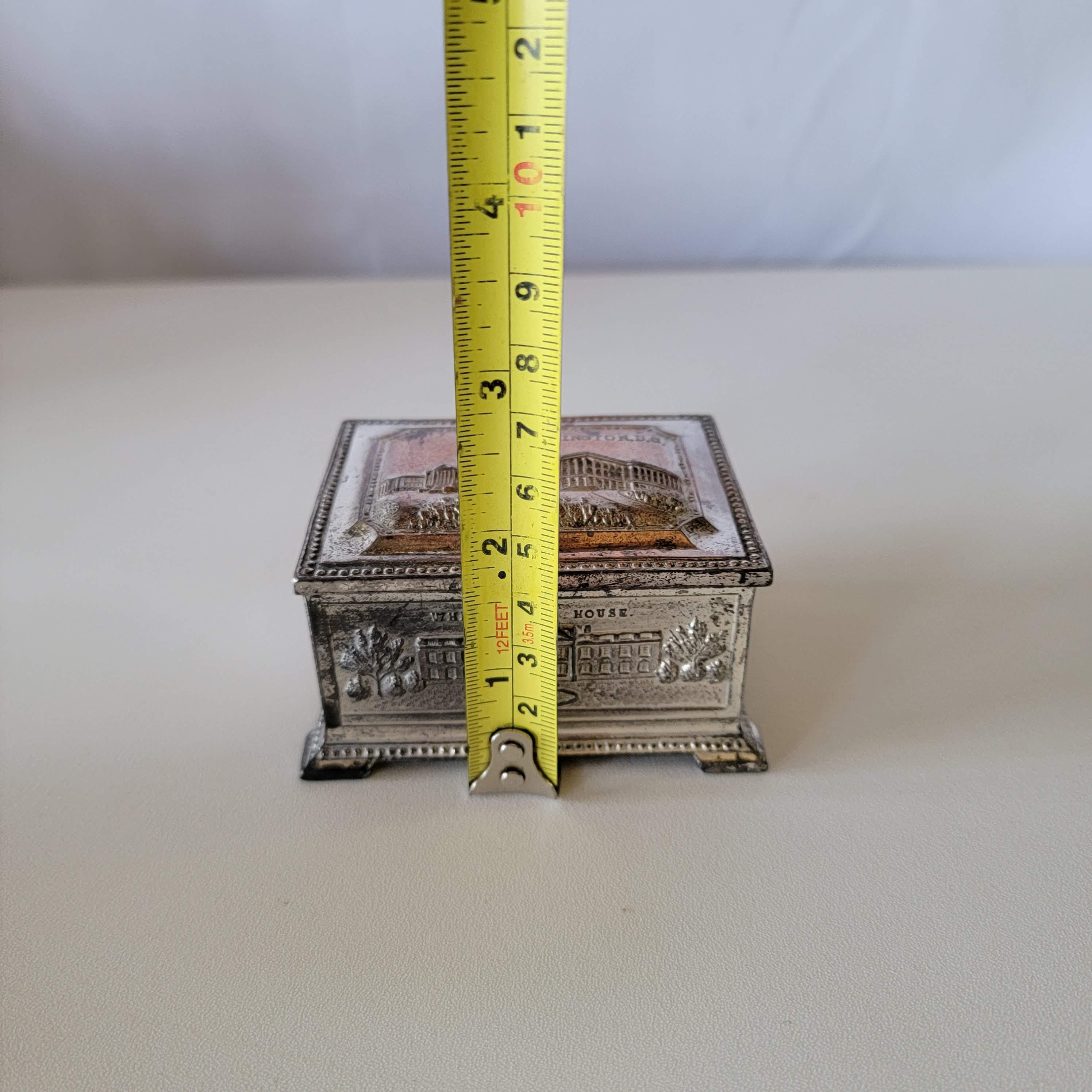Vintage Washington D.C. Metal Souvenir Trinket Box Embossed U.S.