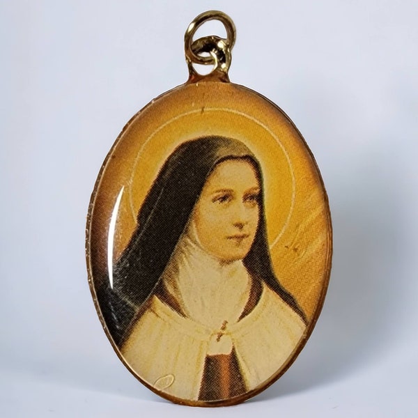 Vintage St. Theresa Pendant Catholic Religious Costume Jewelry