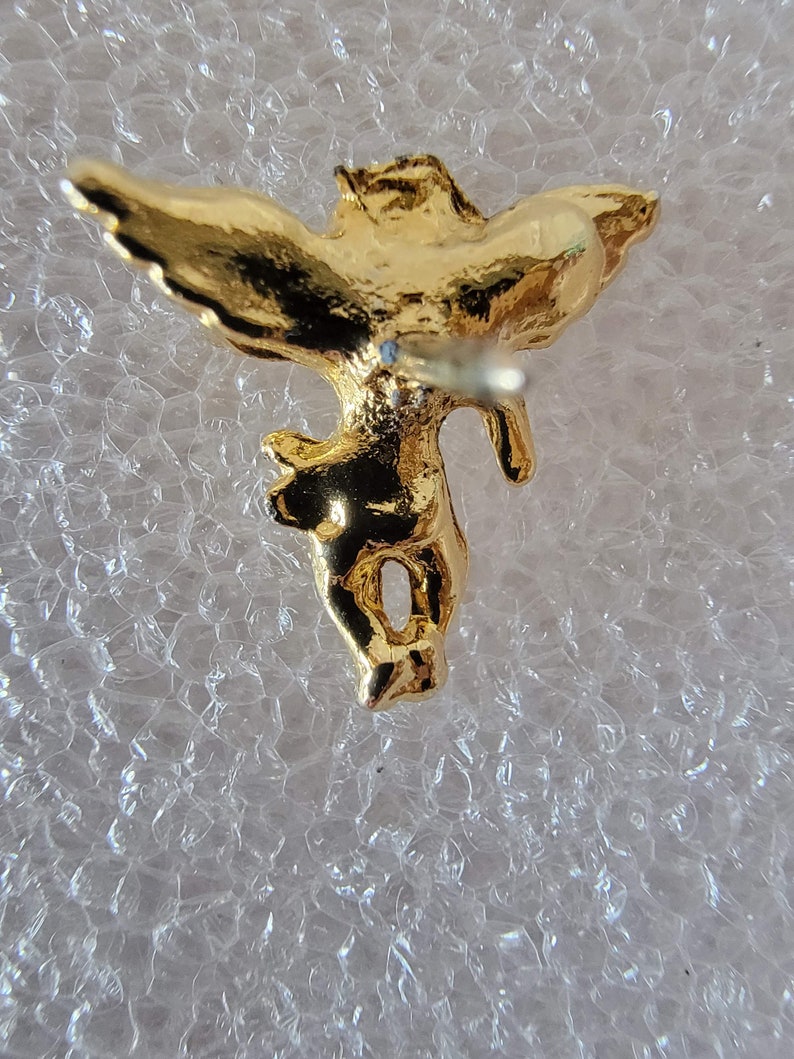 Vintage Cherub Angel Lapel Hat Pin Small Gold Toned Metal Tie Tack ...