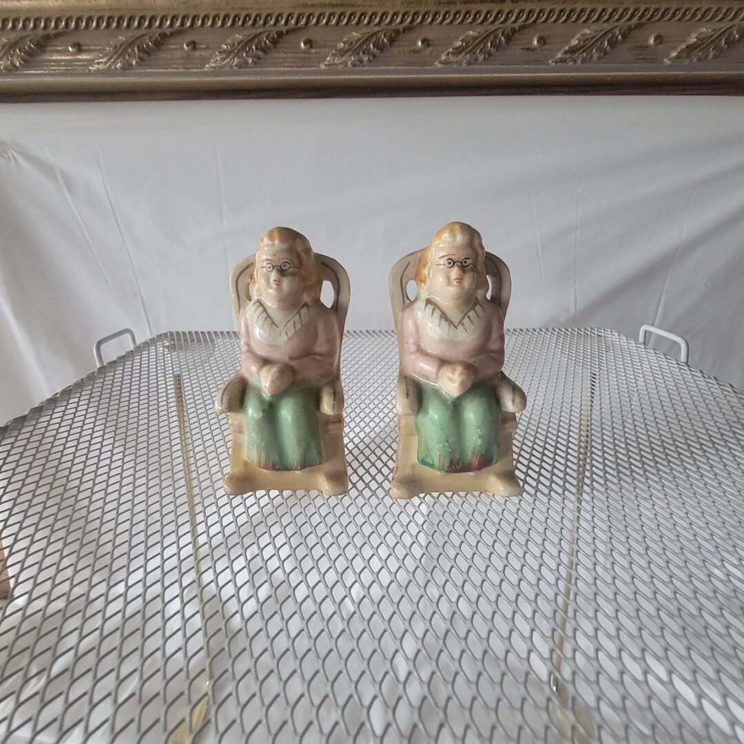 Grandma in Rocking Chair Salt and Pepper Shaker Set, Unique Salt and Pepper Shaker Set, Vintage