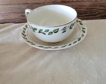 Vintage 1960's Hall Cameo Rose Teacup And Saucer Set Floral Teacup and Saucer Set