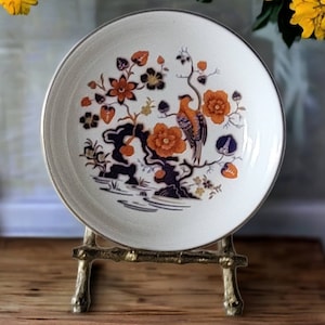 Aynsley &quot;Bird of Paradise&quot; Bone China Small Trinket Dish 4.5&quot; Small Dish Made in England Vintage Home Decor Collectible Trinket Dish