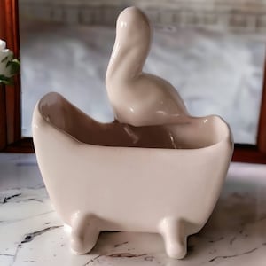 Haeger Pottery Soft Pink Stork Planter Vintage Cradle Unique Collectible Indoor Flower Vase Nursery Decor Ceramic Interior Decor
