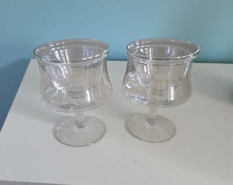 Pair of Shrimp Cocktail Goblets Vintage Glass With Liners/Inserts Stemmed Footed