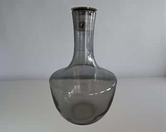 Smoky Grey Glass Decanter With Stopper-Handmade Quality Barware-Modernist Smoke Glass Carafe-Minimialist Bar Cart Accessory