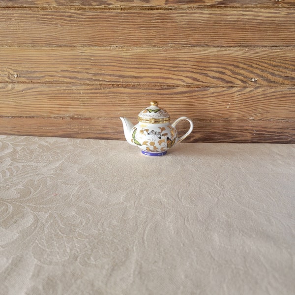 Formalities by Baum Bros Teapot Trinket Holder, Porcelain Teapot Trinket Holder, Gold Trim With Butterflies Design, Unique Trinket Holder