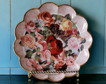 The Franklin Mint Heirloom Recommendation Victorian Rose Bouquet by David Willamson Decorative Plate Limited Edition Fine Porcelain Rose 8&quot;