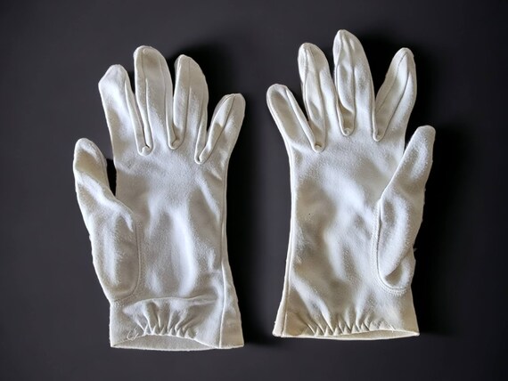 Vintage Stetson 100% Nylon Off-White Cream Gloves… - image 1