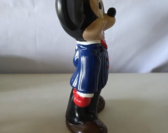 ヴィンテージ ミッキーマウス 像/置物 陶器製 蝶ネクタイ着用 帽子持ち