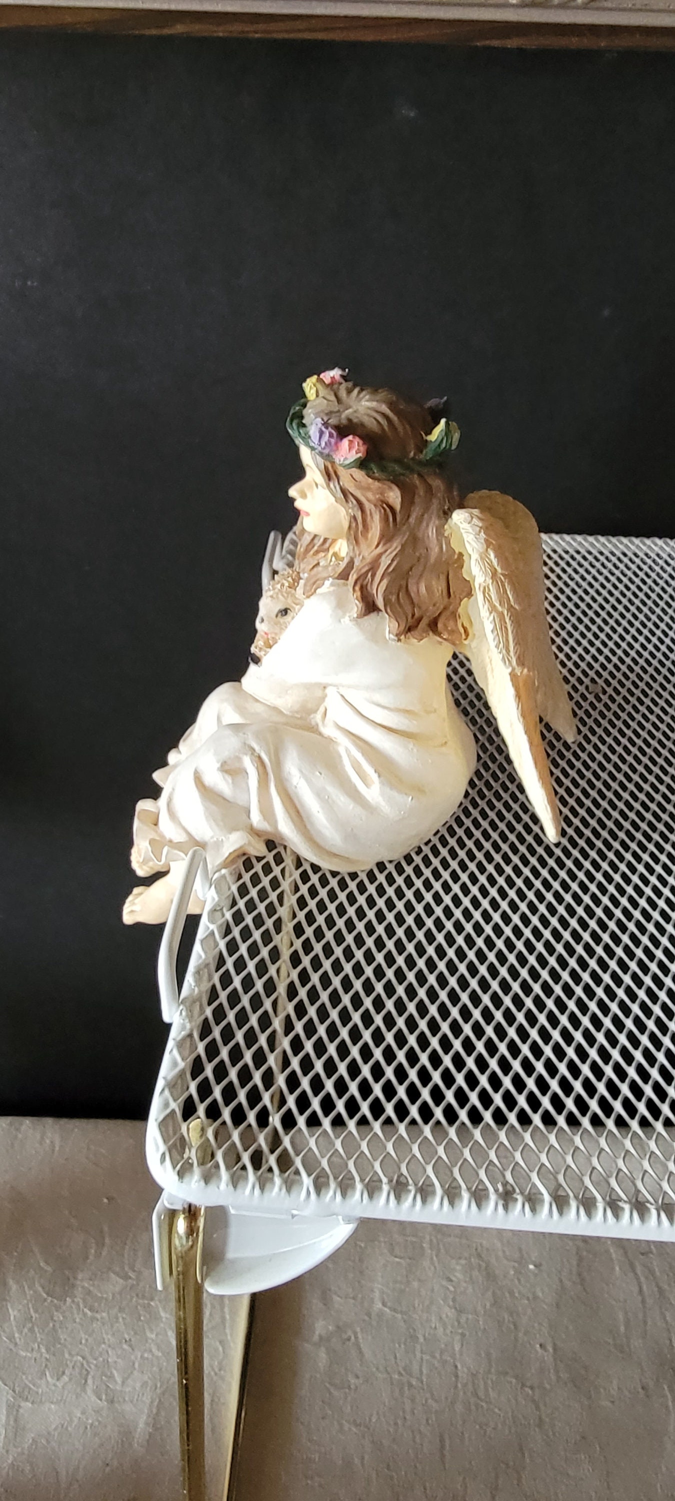 Vintage Ganz Resin Angel With Wings Holding a Lamb Shelf Etsy