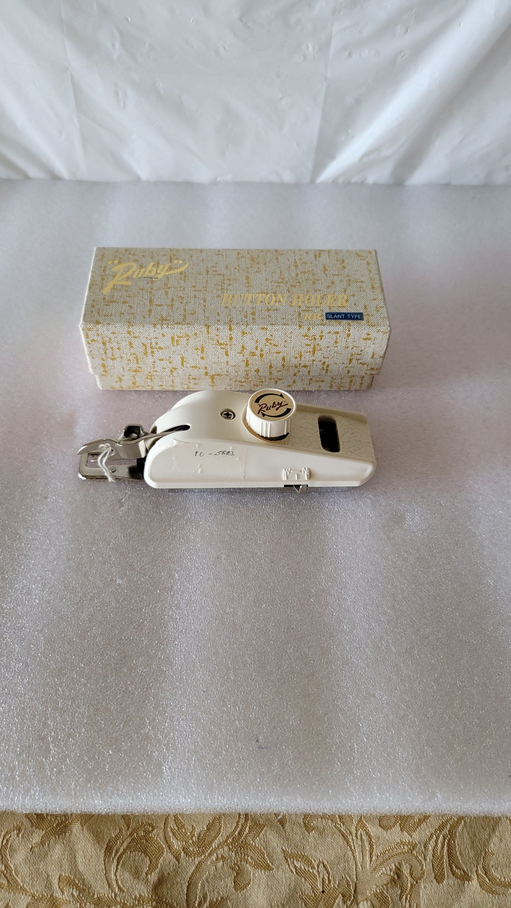 Ruby Button Holder Slant Type in Original Box Vintage Sewing