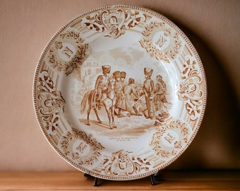 Boch Freres Keramics Bataille De Montereau 18 Fevrier 1814 Napoleon Bonaparte Cabinet Plate Decorative Dish Collectible Antique Belgium 8&quot;