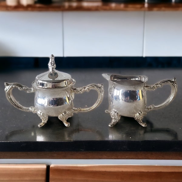 Godinger Silver Art Silver Plated Cream and Sugar Set Small Child's Set Cute! Kid's Tea Set Sugar Jar with Lid Vintage Gift for Daughter